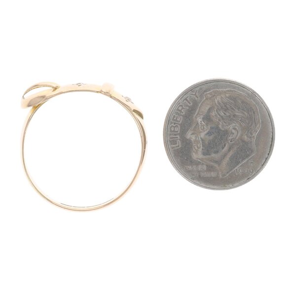 Yellow Gold Diamond Victorian Starburst Buckle Band - 18k Old Mine Antique Ring - Picture 5 of 6